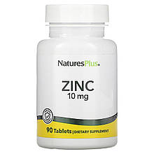 Цинк в таблетках, Zinc, Nature's Plus, 10 мг, 90 таблеток