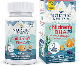 Омега-3, ДГК і ЕПК для дітей 3-6 років, DHA Xtra, Nordic Naturals, смак ягід, 636 мг, 90 гелевих міні капсул