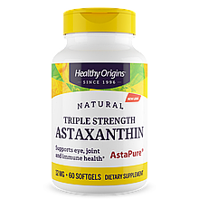 Астаксантин, Astaxanthin, Healthy Origins, 12 мг, 60 гелевих капсул