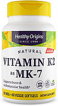 Вітамін K2 у формі MK7, Vitamin K2 як MK-7, Healthy Origins, 100 мкг, 60 вегетаріанських м'яких капсул