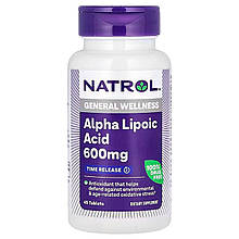 Альфа-ліпоєва кислота, уповільнене вивільнення, Alpha Lipoic Acid, Natrol, 600 мг, 45 таблеток