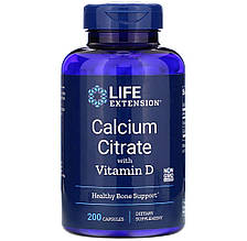Цитрат кальцію з вітаміном D, Calcium Citrate with Vitamin D, Life Extension, 200 вегетаріанських капсул