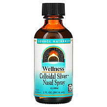 Колоїдне срібло, Colloidal Silver, Source Naturals, Wellness, спрей, 10 PPM, 59.14 мл.