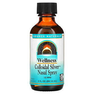 Колоїдне срібло, Colloidal Silver, Source Naturals, Wellness, спрей, 10 PPM, 59.14 мл., фото 1