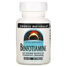 Бенфотіамін, Benfotiamine, Source Naturals, 150 мг, 60 таблеток