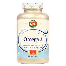 Омега-3, Omega 3 Fish 180/120, Kal, 1000 мг, 120 гелевих капсул