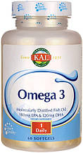 Омега-3, Omega 3 Fish 180/120, Kal, 1000 мг, 60 гелевих капсул