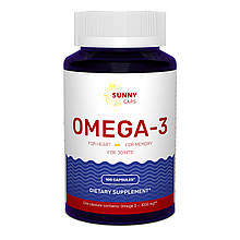 Омега-3, риб'ячий жир, Omega-3 Activ Powerfull, Sunny Caps, 1000 мг, 100 гелевих капсул