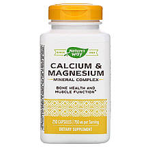 Кальцій та магній, Calcium & Magnesium, Nature's Way, мінеральний комплекс, 750 мг, 250 капсул (250 мг у капсулі)