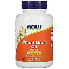 Масло зародків пшениці, Wheat Germ Oil, Now Foods, 1130 мг, 100 гелевих капсул
