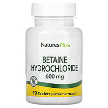 Бетаїну гідрохлорид, Betaine Hydrochloride, Nature's Plus, 600 мг, 90 таблеток