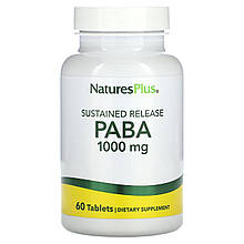 ПАБК, PABA, NaturesPlus, уповільненого вивільнення, 1000 мг, 60 таблеток