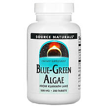 Синьо-зелені водорості, Blue-Green Algae, Source Naturals, 500 мг, 200 таблеток