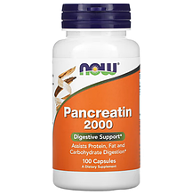 Панкреатин, Pancreatin 2000, Now Foods, 200 мг, 100 капсул