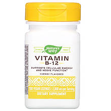 Вітамін В12, Vitamin B-12, Nature's Way, смак вишні, 2000. мкг, 100 льодяників