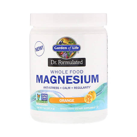 Формула магнію, Magnesium Powder, Garden of Life, Dr. Formulated, апельсин, 197,4 г, фото 1
