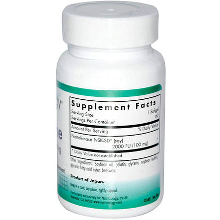 Наттокіназа, NattoZyme, Nattokinase, Nutricology, 100 мг, 60 капсул, фото 2