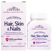 Вітаміни для волосся, шкіри і нігтів, Hair, Skin & Nails, 21st Century, 90 таблеток