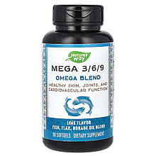 Суміш омега 3 6 9, Omega Blend, Nature's Way, лайм, 90 капсул