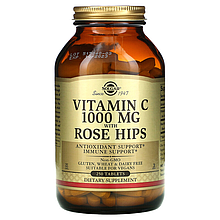 Вітамін С з шипшиною, Vitamin C with Rose Hips, Solgar, 1000 мг, 250 таблеток