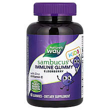 Підтримка імунітету у дітей, Immune Gummy with Zinc & Vitamin C, Nature's Way, бузина з цинком та вітаміном C, 60 жувальних