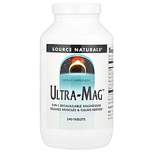 Магній (ультра), Ultra-Mag, Source Naturals, 240 таблеток
