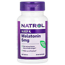 Мелатонін, Melatonin, Natrol, 5 мг, 60 таблеток