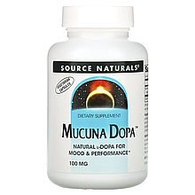 Мукуна пекуча, Mucuna Dopa, Source Naturals, 100 мг, 60 вегетаріанських капсул