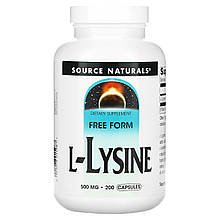 Лізин, L-Lysine, Source Naturals, 500 мг, 200 капсул
