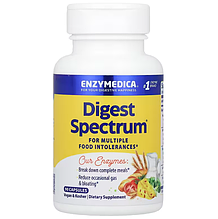 Травні ферменти, Digest Spectrum, Enzymedica, для покращення травлення, від множинної харчової непереносимості, 90 капсул