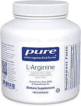 L-аргінін, l-Arginine, Pure Encapsulations, підтримка вироблення оксиду азоту, здоров'я серця і кровотоку, 1400 мг, 180 капсул