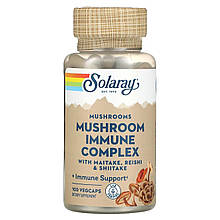 Грибний комплекс для імунітету, Mushroom Immune Complex, Solaray, з майтаке, рейші та шиїтаке, 600 мг, 100 вегетаріанських капсул