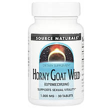 Підтримка сексуального здоров'я (горянка), Horny Goat Weed (Epimedium), Source Naturals, 1000 мг, 30 таблеток