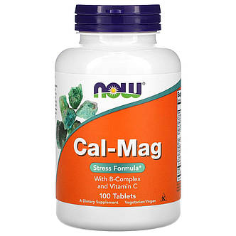 Кальцій та магній, Cal-Mag, Now Foods, стрес формула, 100 таблеток, фото 1