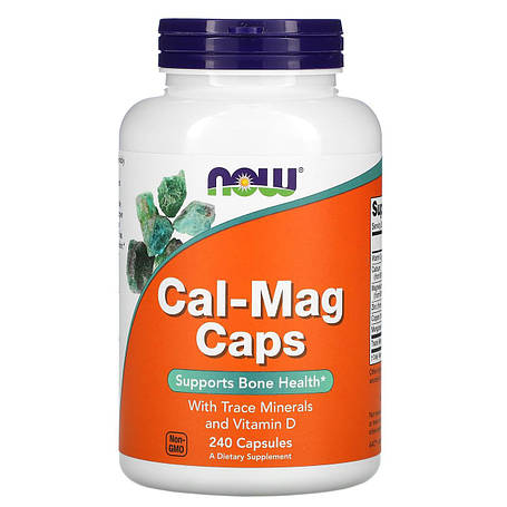 Кальцій та магній, Cal-Mag Caps, Now Foods, з мікроелементами та вітаміном D, 240 капсул, фото 1