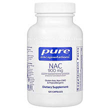 NAC (N-ацетилцистеїн), n-acetyl-l-cysteine, Pure Encapsulations, підтримка дихальної функції, утворення глутатіону і детоксикації,