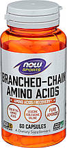 BCAA амінокислоти з розгалуженим ланцюгом, Branched Chain Amino, Now Foods, Sports, 60 капсул
