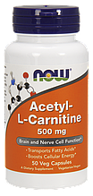 Ацетил Л карнітин, Acetyl-L-Carnitine, Now Foods, 500 мг, 50 вегетаріанських капсул