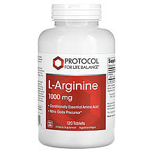 L-аргінін, L-Arginine, Protocol for Life Balance, 1000 мг, 120 веганських таблеток