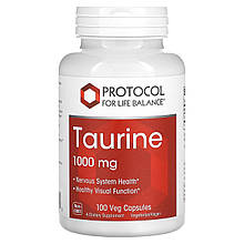 Таурін, Taurine, Protocol for Life Balance, 1000 мг, 100 веганських капсул
