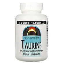 Таурин, Taurine, Source Naturals, 500 мг, 120 таблеток