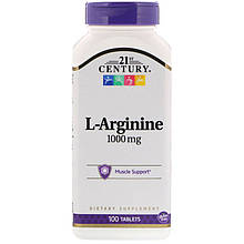 Аргінін, L-Arginine, 21st Century, 1000 мг, 100 таблеток