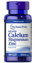 Кальцій магній цинк, Chelated Calcium Magnesium Zinс, Puritan's Pride, 100 каплет