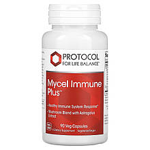 Вітаміни для імунітету, Mycel Immune Plus, Protocol for Life Balance, грибна суміш з екстрактом астрагалу, 90 веганських капсул