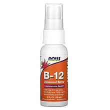 Вітамін В12, Vitamin B-12, Now Foods, ліпосомальний спрей, 1000 мкг, 59 мл.