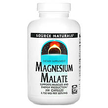 Магній малат, Magnesium Malate, Source Naturals, 625 мг, 200 капсул