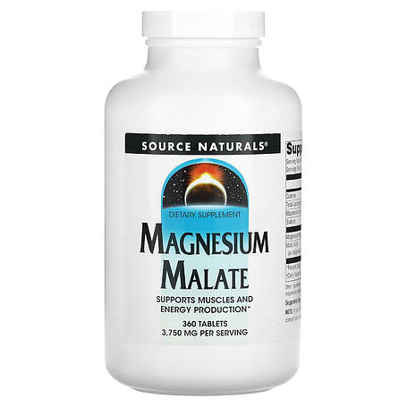 Магній малат, Magnesium Malate, Source Naturals, 3750 мг, 360 таблеток (1250 мг в 1 таблетці), фото 1