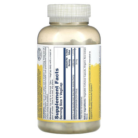 Вітамін С з біофлавоноїдами, Vitamin C, Solaray, концентрат, 1000 мг, 250 капсул, фото 2