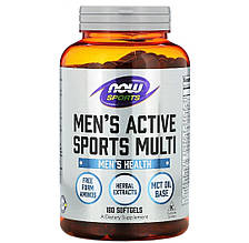 Мультивітаміни для чоловіків, Men's Active Multi, Now Foods, Sports, 180 гелевих капсул