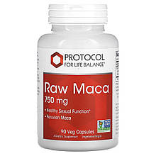 Мака перуанська, Raw Maca, Protocol for Life Balance, сира, 750 мг, 90 веганських капсул
